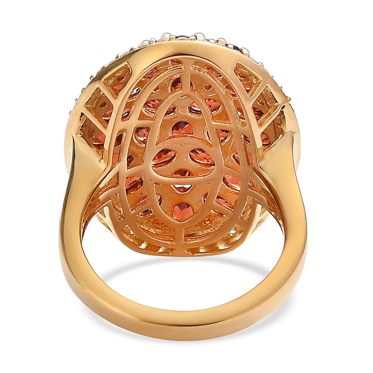 Mozambique Garnet and Natural White Zircon Ring in Vermeil Yellow Gold Over Sterling Silver (Size 10.0) 6.85 ctw image number 4