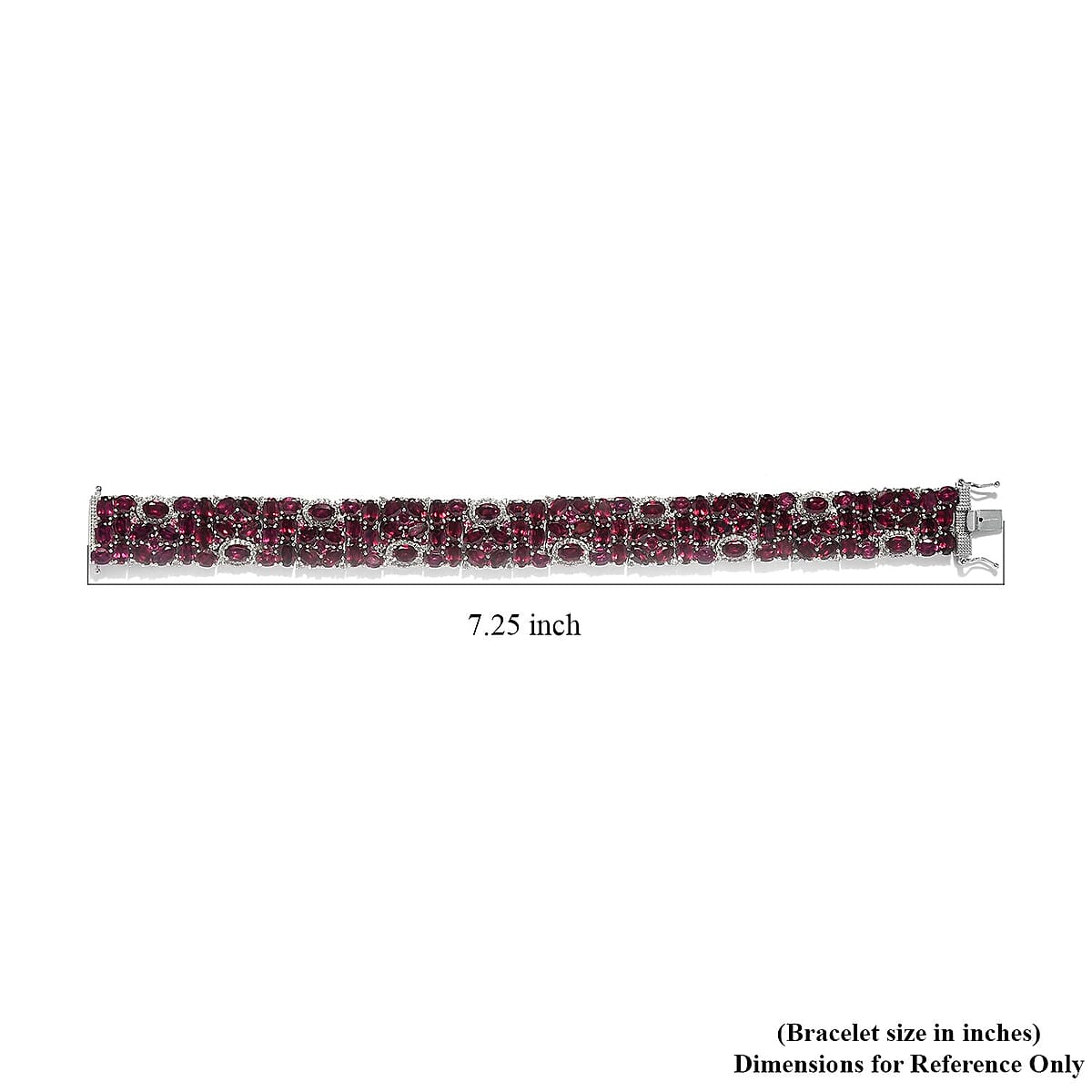 Orissa Rhodolite Garnet and Natural White Zircon Bracelet in Platinum Over Sterling Silver (6.50 In) 26.10 Grams 53.25 ctw image number 4