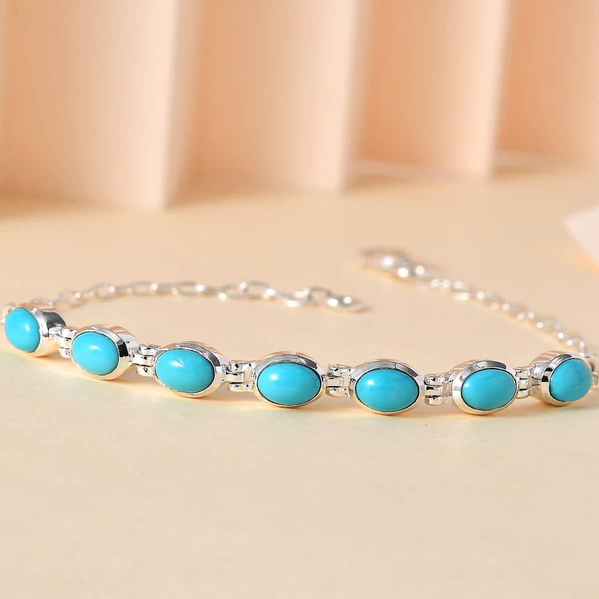 Sleeping Beauty Turquoise Bracelet in Sterling Silver (7.25 In) 3.15 ctw image number 1