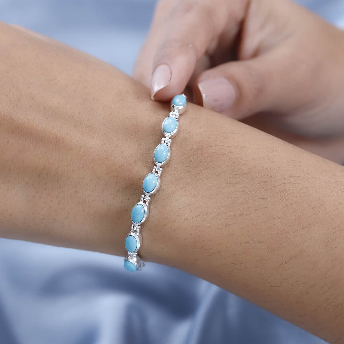 Sleeping Beauty Turquoise Bracelet in Sterling Silver (7.25 In) 3.15 ctw image number 2