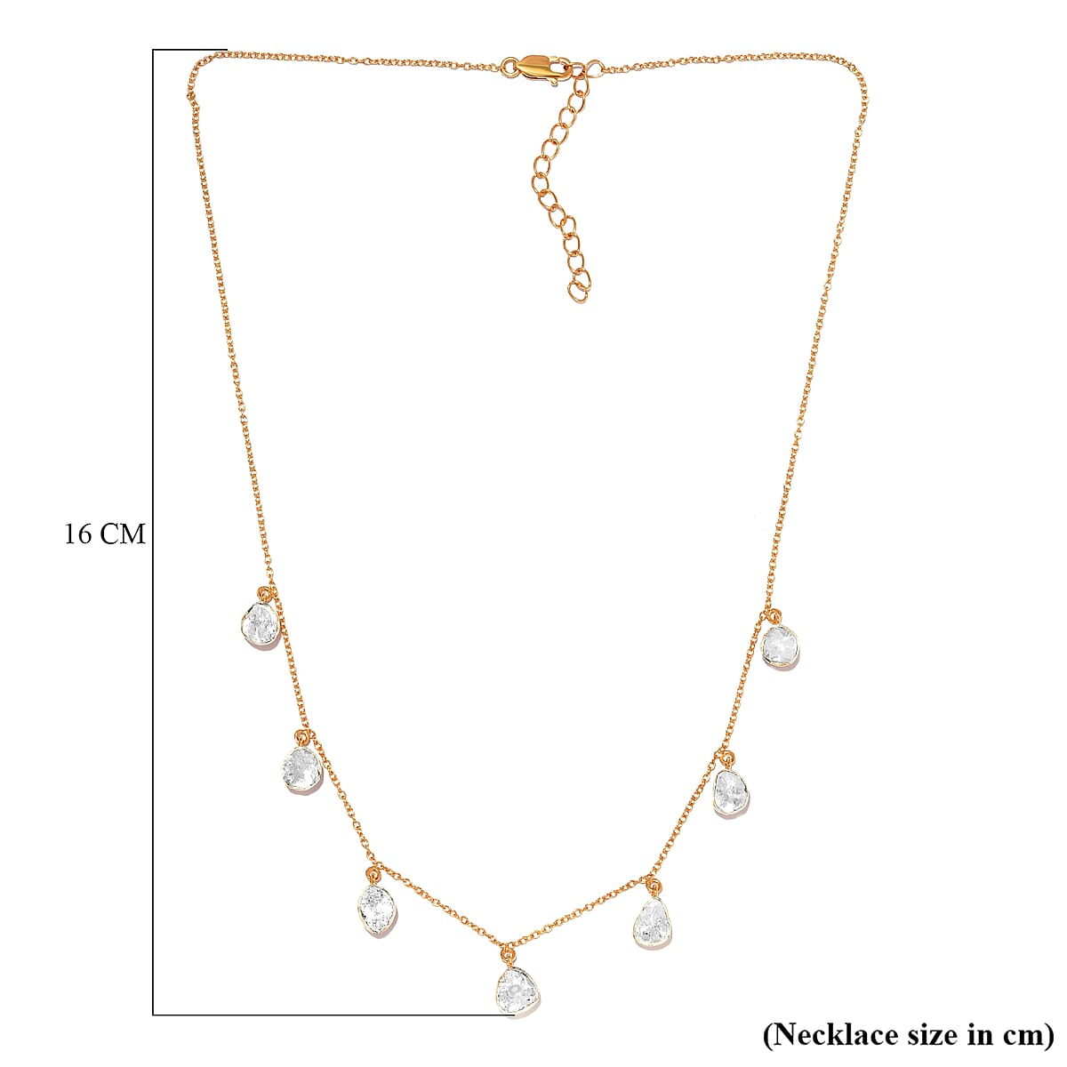 Polki Diamond Station Necklace 18 Inches in Vermeil Yellow Gold Over Sterling Silver 1.50 ctw image number 4
