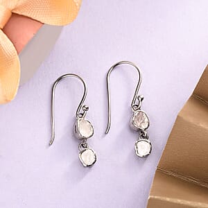 Polki Diamond Dangle Earrings in Platinum Over Sterling Silver 0.50 ctw