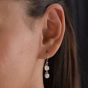 Polki Diamond Dangle Earrings in Platinum Over Sterling Silver 0.50 ctw