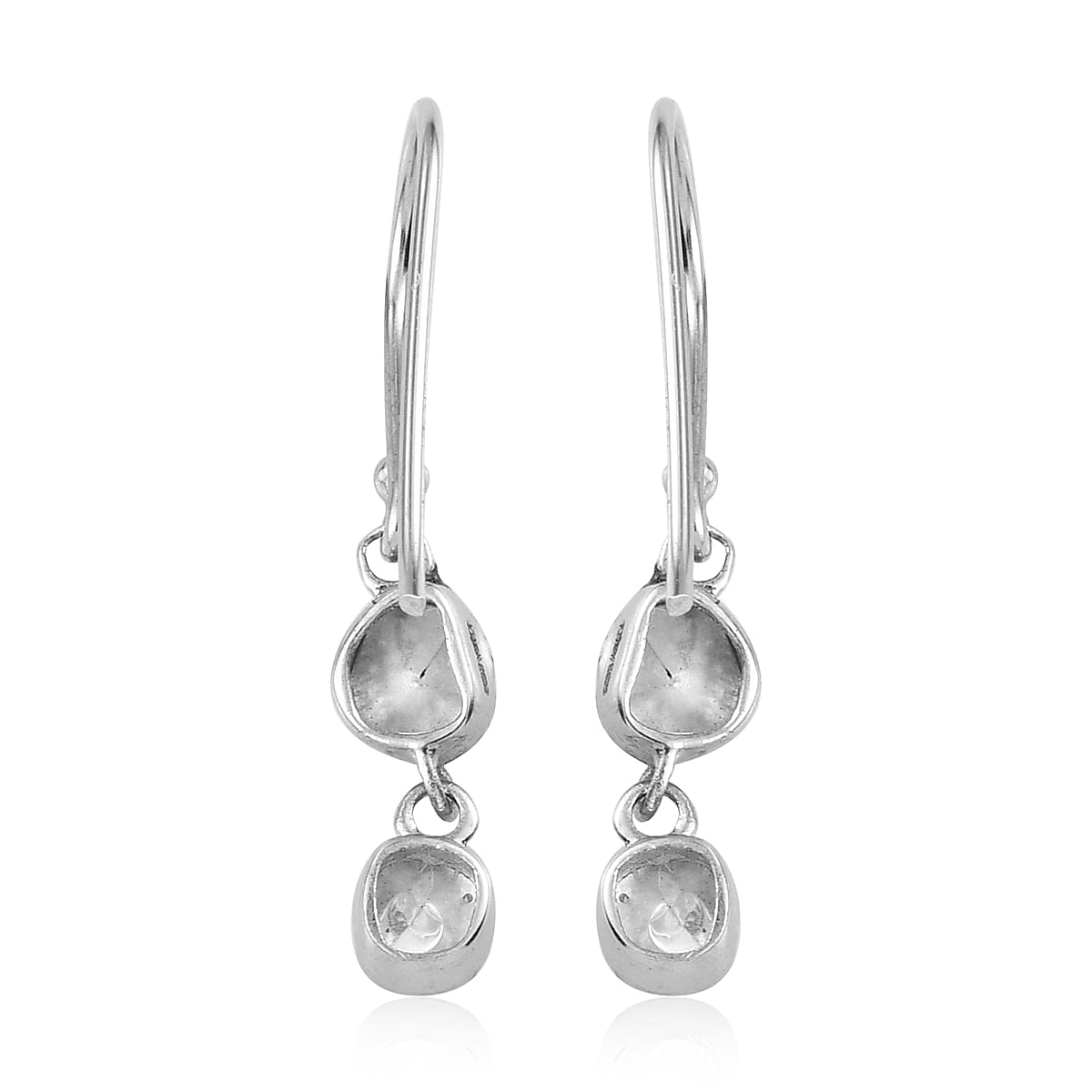 Polki Diamond Dangle Earrings in Platinum Over Sterling Silver 0.50 ctw image number 3