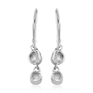 Polki Diamond Dangle Earrings in Platinum Over Sterling Silver 0.50 ctw