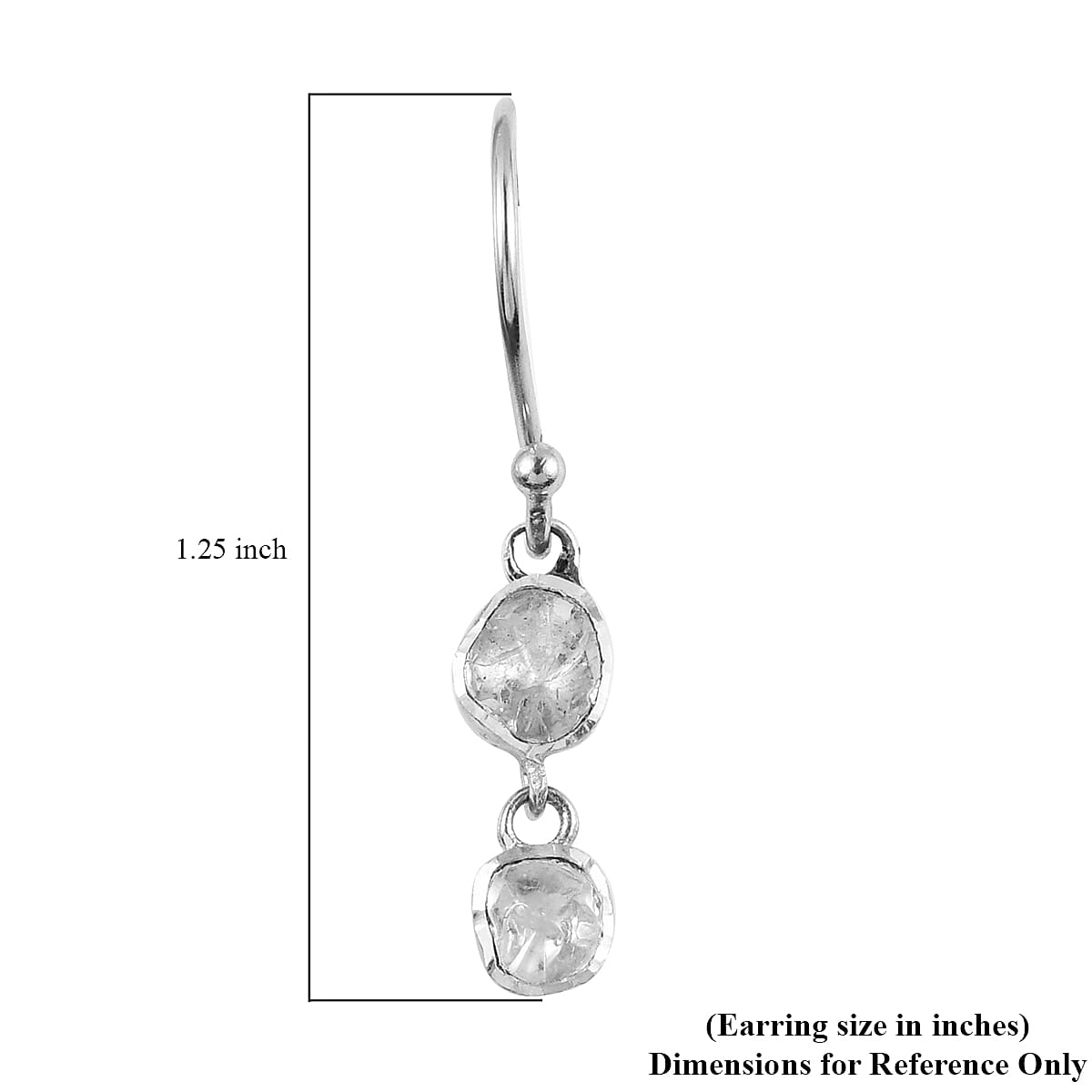 Polki Diamond Dangle Earrings in Platinum Over Sterling Silver 0.50 ctw image number 4
