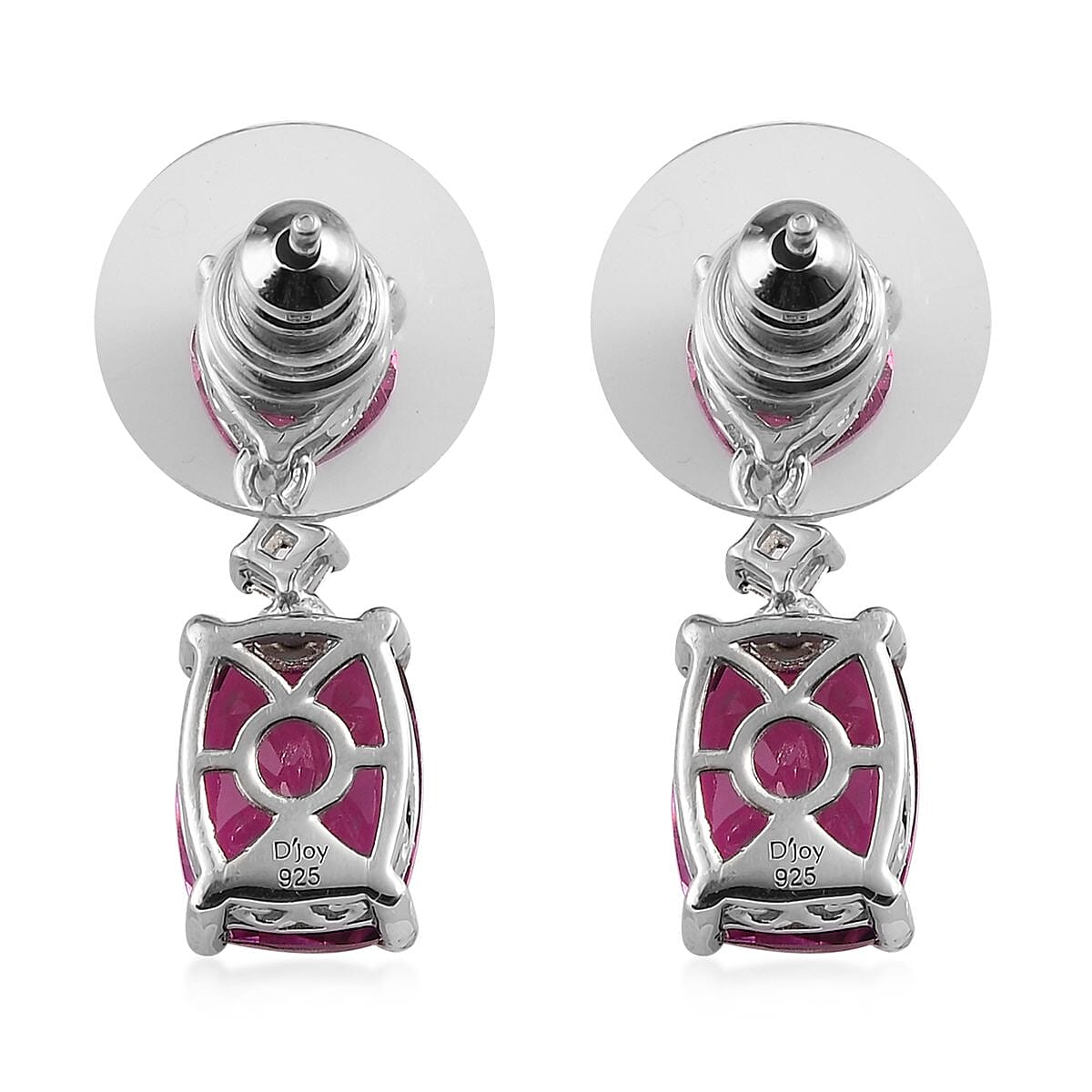 Radiant Orchid Quartz (Triplet) and White Topaz Dangling Earrings in Platinum Over Sterling Silver 6.00 ctw