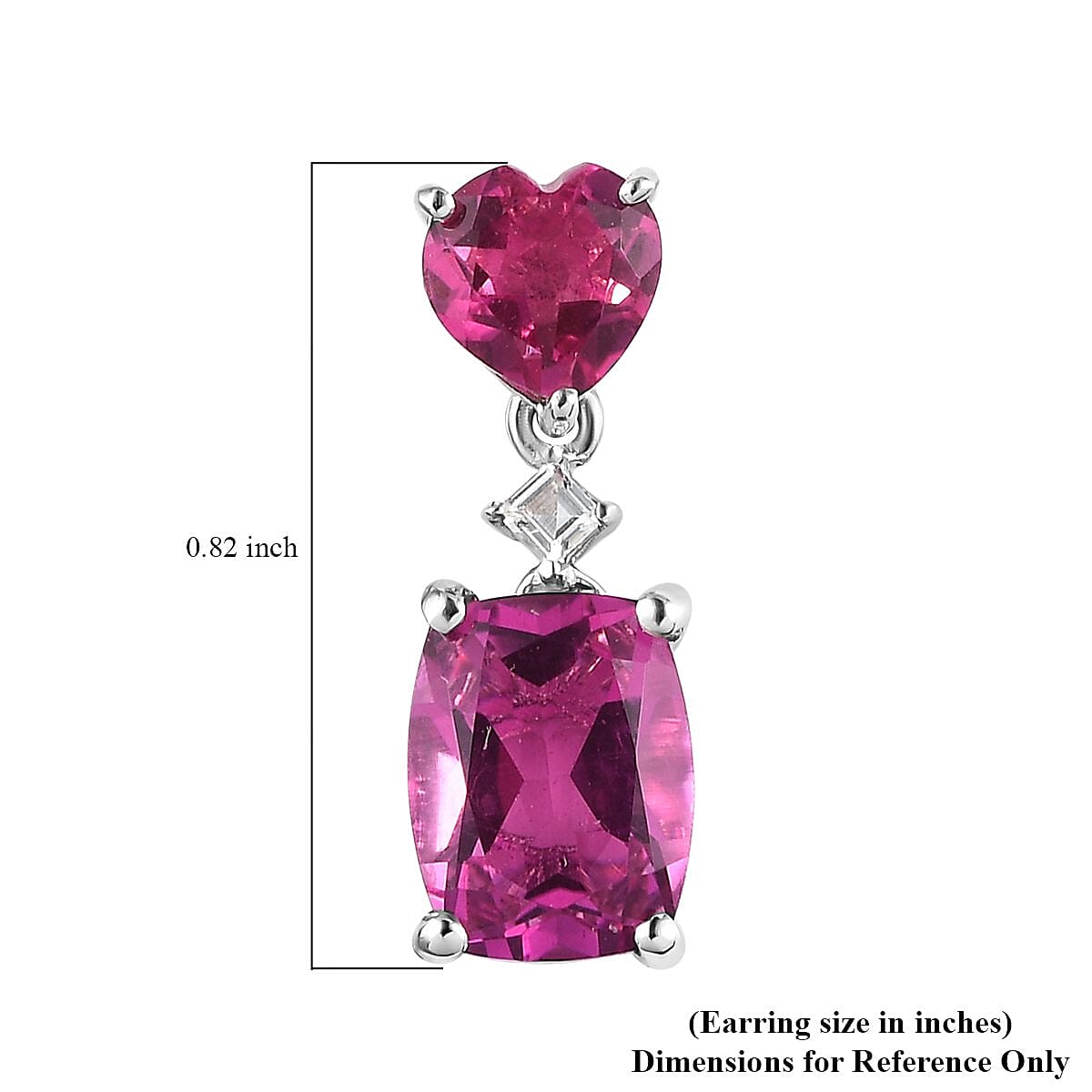 Radiant Orchid Quartz (Triplet) and White Topaz Dangling Earrings in Platinum Over Sterling Silver 6.00 ctw