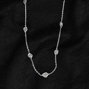 Polki Diamond Necklace in Platinum Over Sterling Silver, Diamond Station Necklace, Gifts For Her 2.00 ctw 20 Inches