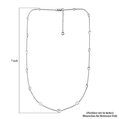 Polki Diamond Necklace in Platinum Over Sterling Silver, Diamond Station Necklace, Gifts For Her 2.00 ctw 20 Inches