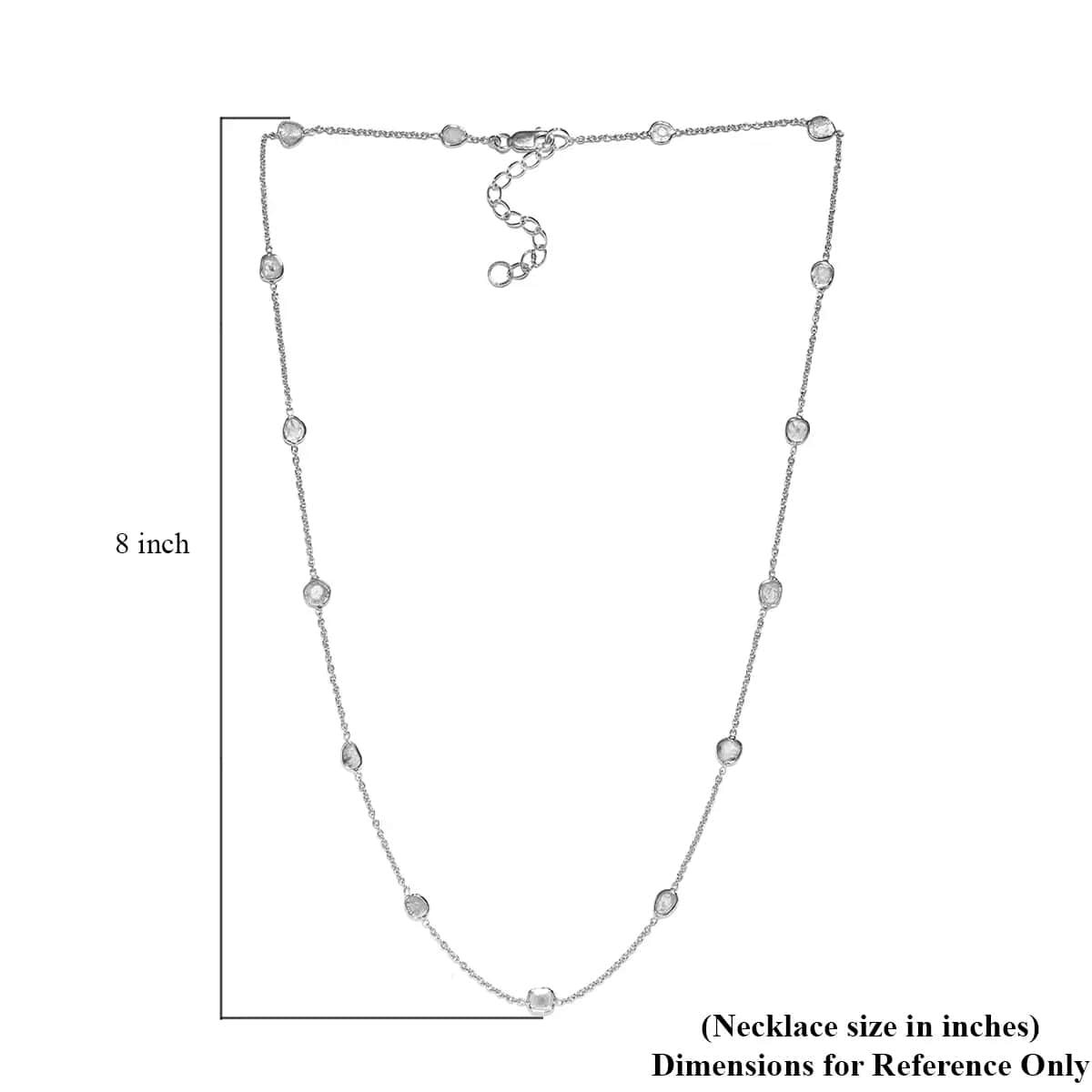 Polki Diamond Necklace in Platinum Over Sterling Silver, Diamond Station  Necklace, Gifts For Her 2.00 ctw 20 Inches