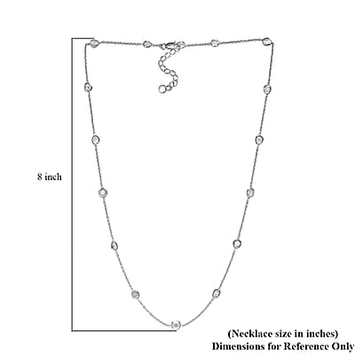 Polki Diamond Necklace in Platinum Over Sterling Silver, Diamond Station Necklace, Gifts For Her 2.00 ctw 20 Inches