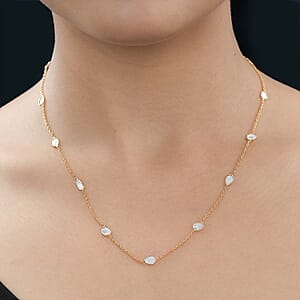 Polki Diamond 2.00 ctw Necklace in Vermeil Yellow Gold Over Sterling Silver, Diamond Station Necklace, Gifts For Her 20 Inches