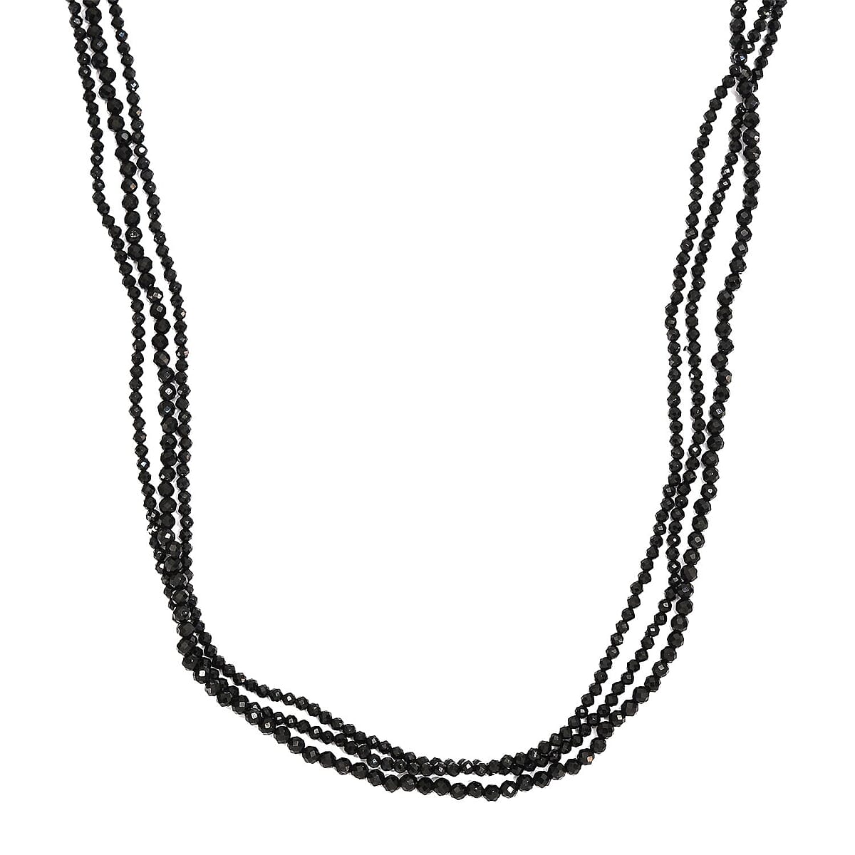 Thai Black Spinel Beaded Necklace 20-22 Inches in Sterling Silver 92.10 ctw image number 3