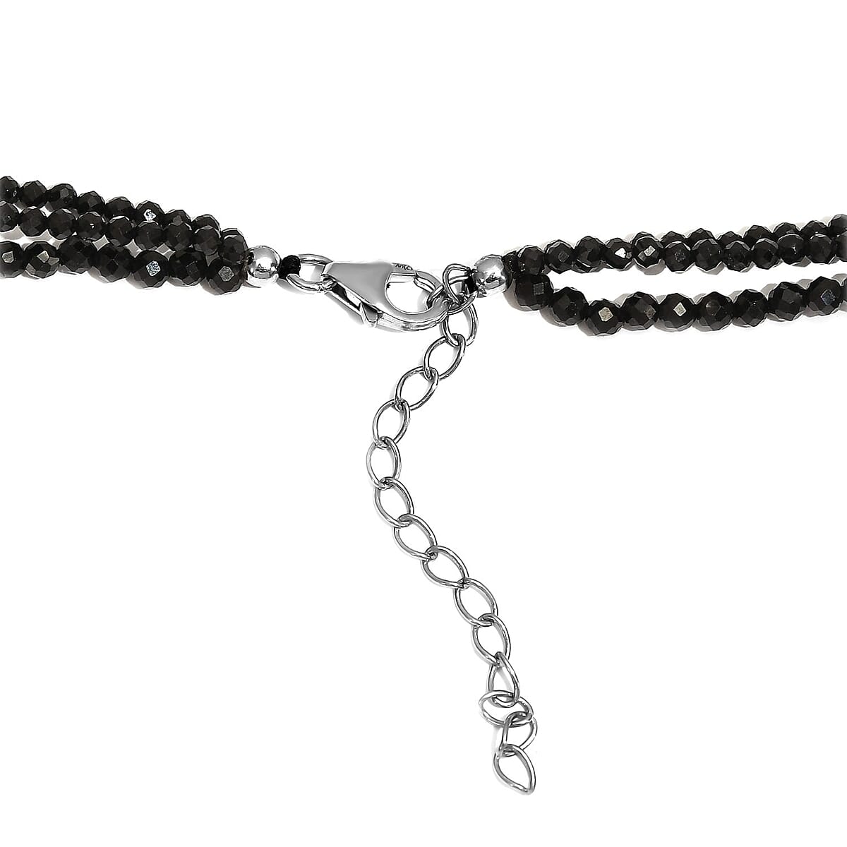 Thai Black Spinel Beaded Necklace 20-22 Inches in Sterling Silver 92.10 ctw image number 4