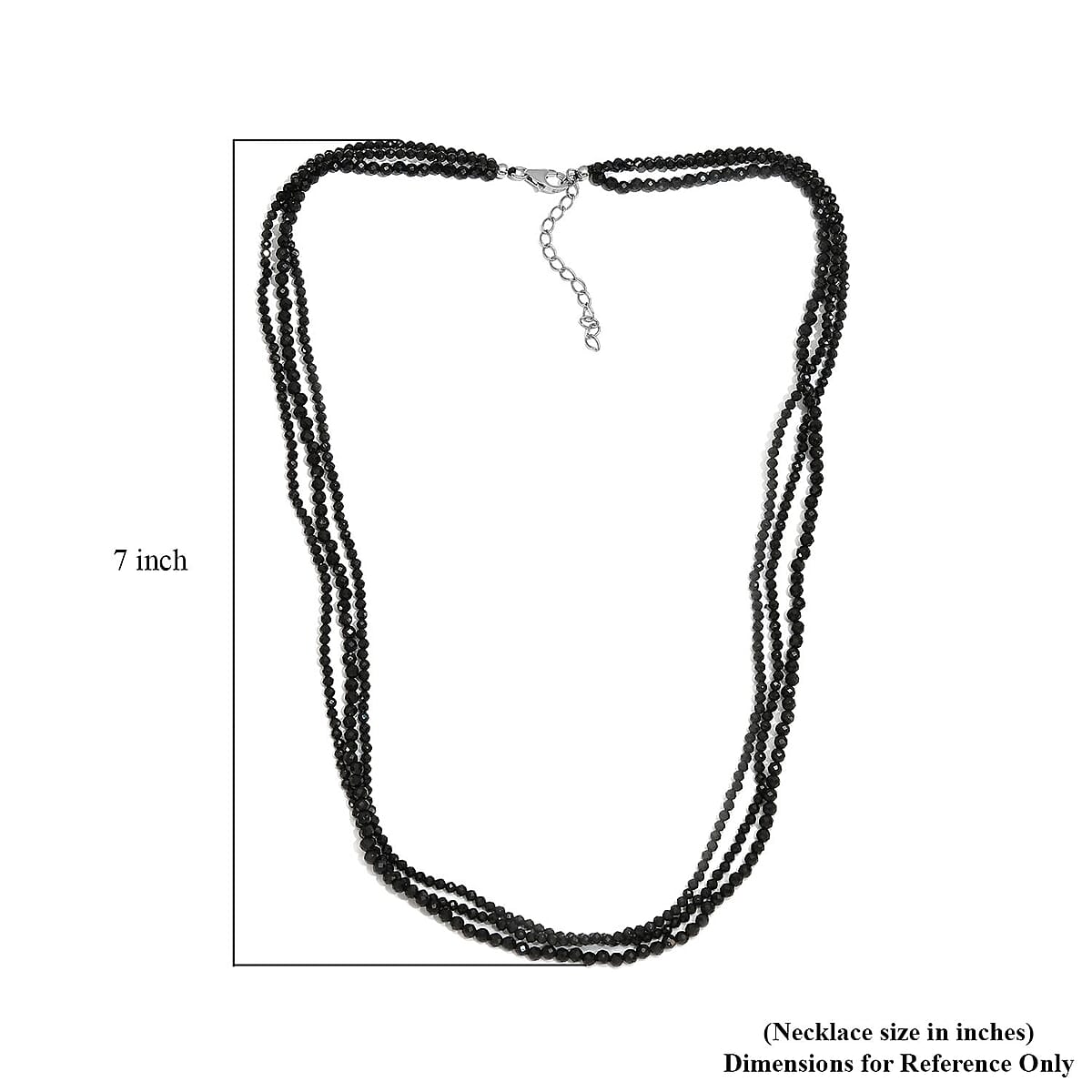 Thai Black Spinel Beaded Necklace 20-22 Inches in Sterling Silver 92.10 ctw image number 5