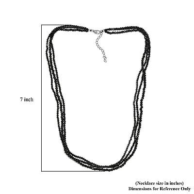 Thai Black Spinel Beaded Necklace 20-22 Inches in Sterling Silver 92.10 ctw