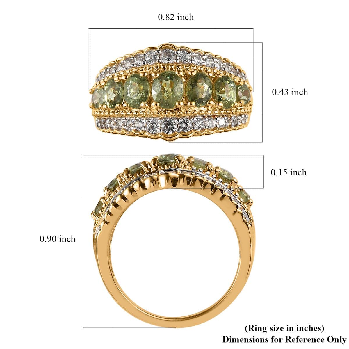 Ambanja Demantoid Garnet and White Zircon Ring in Vermeil Yellow Gold Over Sterling Silver (Size 10.0) 2.60 ctw image number 5