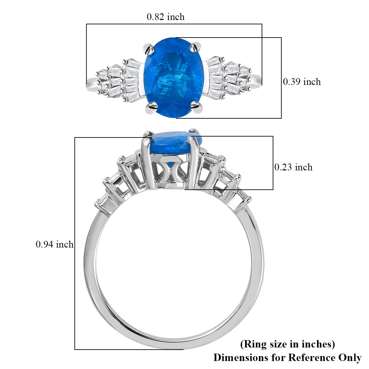 Luxoro 10K White Gold Premium Malgache Neon Apatite and Diamond Ring (Size 8.0) 2.10 ctw image number 5