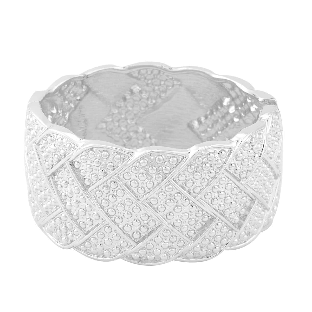 Austrian Crystal Bangle Bracelet in Silvertone (7.0 In) image number 5