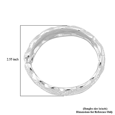 Austrian Crystal Bangle Bracelet in Silvertone (7.0 In)