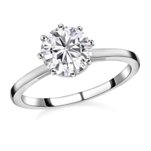 Mother’s Day Gift Heart and Arrow Cut Moissanite Solitaire Engagement Ring in Platinum Over Sterling Silver, Promise Rings For Women 2.35 ctw (Size 10.0) (Del. in 10-15 Days)