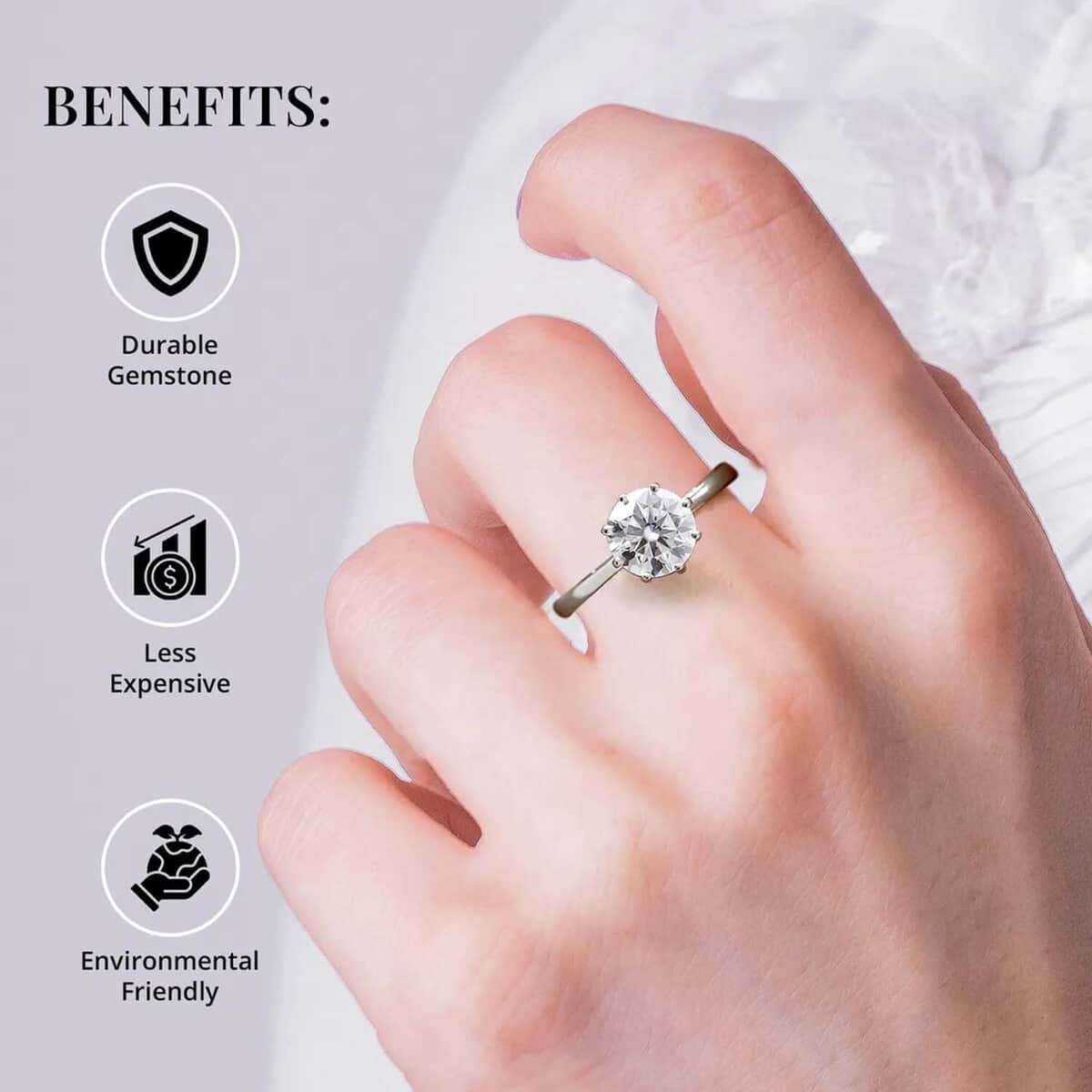 Mother’s Day Gift Heart and Arrow Cut Moissanite Solitaire Engagement Ring in Platinum Over Sterling Silver, Promise Rings For Women 2.35 ctw (Size 10.0) image number 3