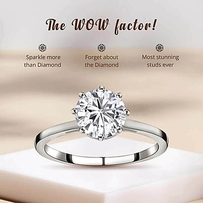 D'Joy Heart and Arrow Cut Moissanite 2.35 ctw Ring in Platinum Over Sterling Silver (Size 10.0)