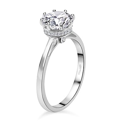 D'Joy Heart and Arrow Cut Moissanite 2.35 ctw Ring in Platinum Over Sterling Silver (Size 10.0)