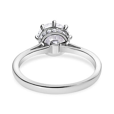D'Joy Heart and Arrow Cut Moissanite 2.35 ctw Ring in Platinum Over Sterling Silver (Size 10.0)