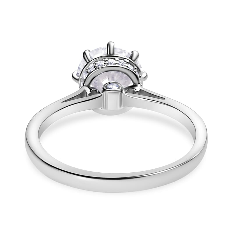 D'Joy Heart and Arrow Cut Moissanite 2.35 ctw Ring in Platinum Over Sterling Silver (Size 10.0)