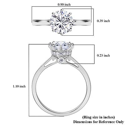 D'Joy Heart and Arrow Cut Moissanite 2.35 ctw Ring in Platinum Over Sterling Silver (Size 10.0)