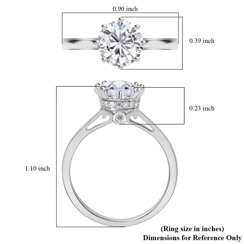 D'Joy Heart and Arrow Cut Moissanite 2.35 ctw Ring in Platinum Over Sterling Silver (Size 10.0)