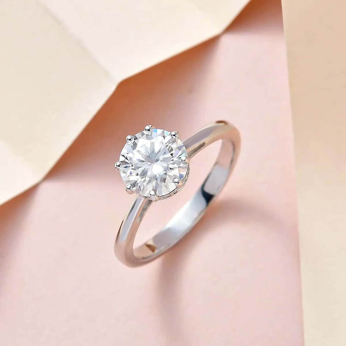 Heart and Arrow Cut Moissanite 2.35 ctw Ring in Platinum Over Sterling Silver (Size  5.0) image number 1