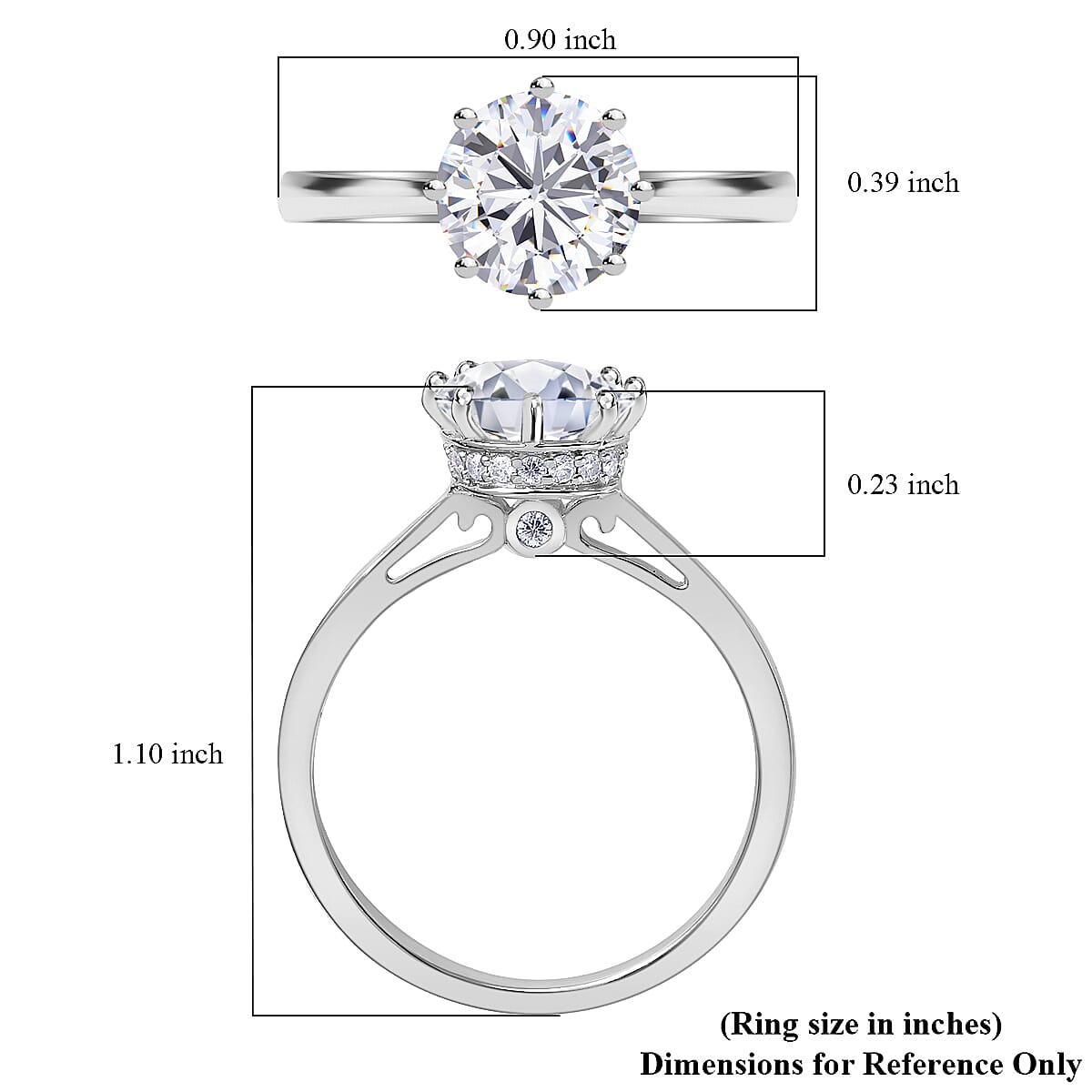 D'Joy Heart and Arrow Cut Moissanite 2.35 ctw Ring in Platinum Over Sterling Silver (Size  6.0) image number 7