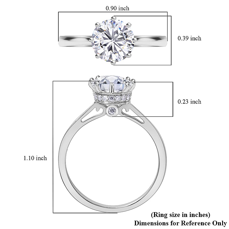 D'Joy Heart and Arrow Cut Moissanite 2.35 ctw Ring in Platinum Over Sterling Silver (Size 6.0) (Del. in 5-7 Days)