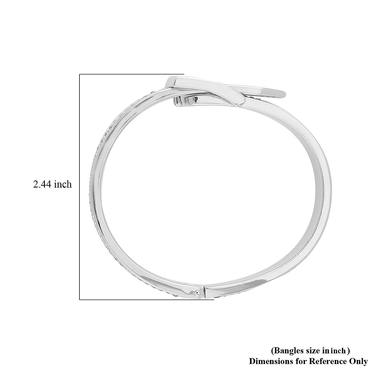 Austrian Crystal Buckle Bangle Bracelet in Silvertone (7.0 In) image number 5