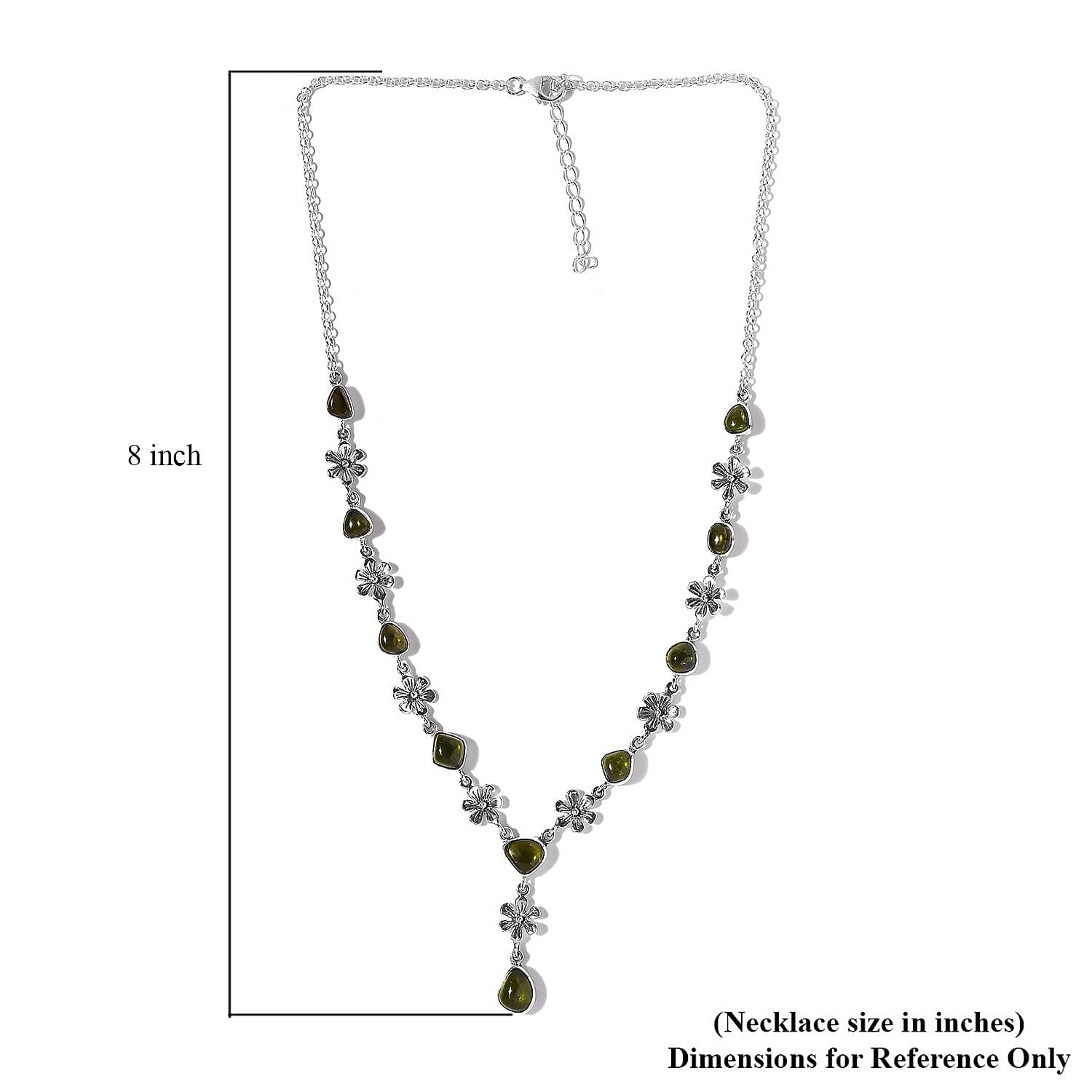 Artisan Crafted Premium Italian Natural Vesuvianite Fancy Necklace 18 Inches in Sterling Silver 13.85 ctw