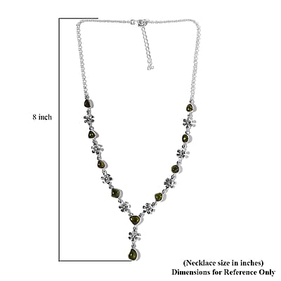 Artisan Crafted Premium Italian Natural Vesuvianite Fancy Necklace 18 Inches in Sterling Silver 13.85 ctw