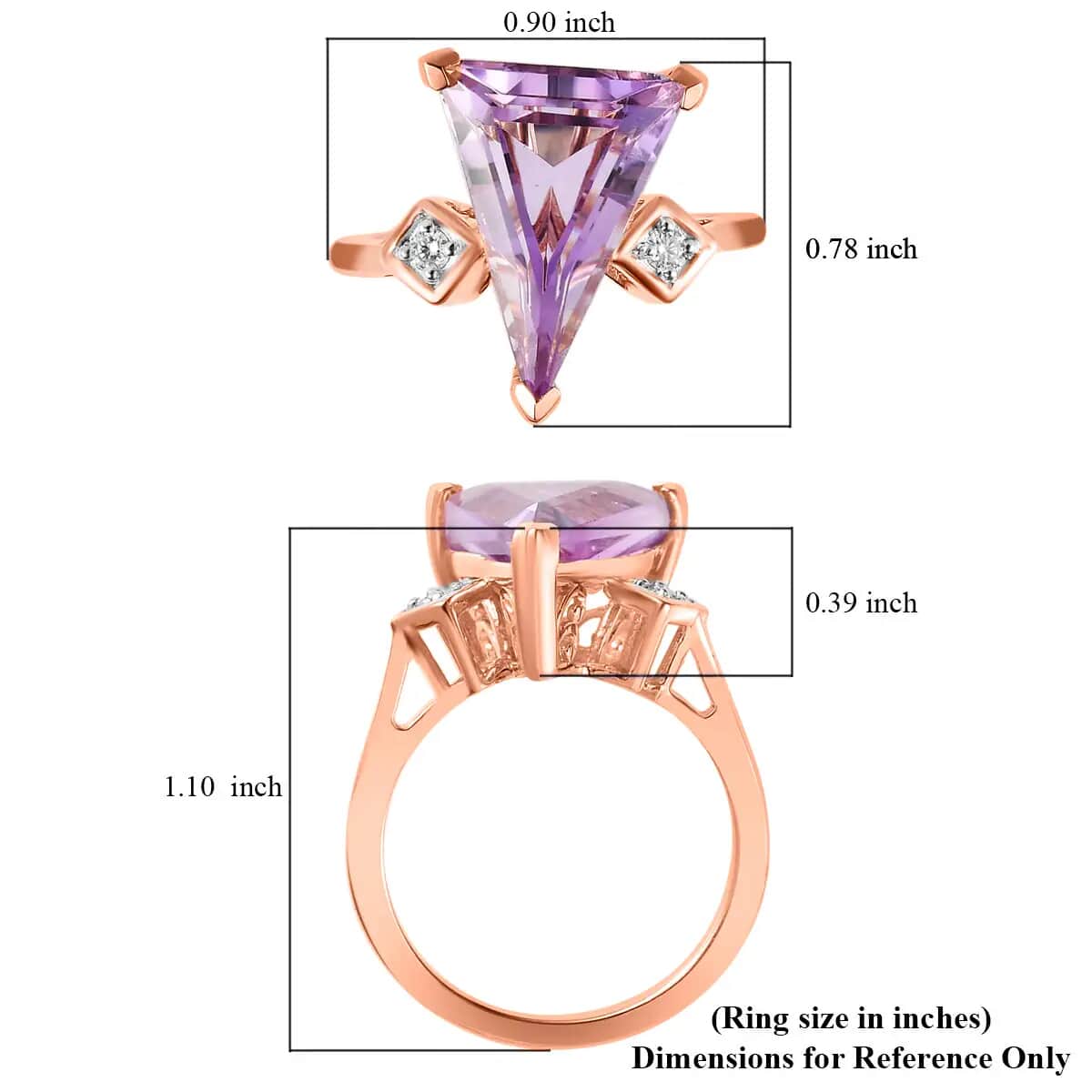 Rose De France Amethyst and Moissanite Ring in Vermeil Rose Gold Over Sterling Silver 5.75 ctw image number 5