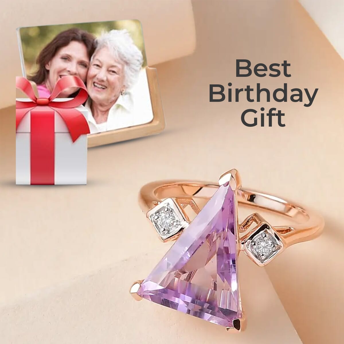 Rose De France Amethyst, Moissanite Ring in Vermeil RG Over Sterling Silver, Statement Rings For Women 5.75 ctw image number 3