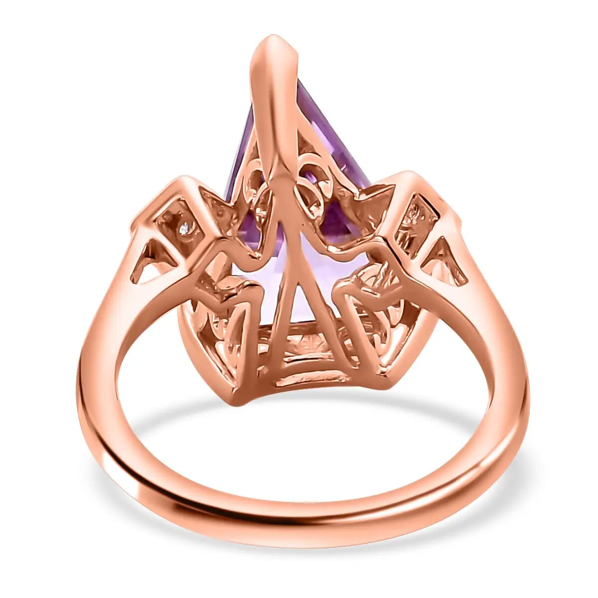 Rose De France Amethyst, Moissanite Ring in Vermeil RG Over Sterling Silver, Statement Rings For Women 5.75 ctw image number 4