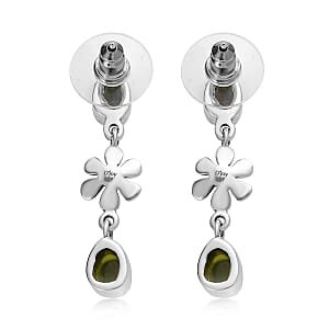 Artisan Crafted Italian Natural Vesuvianite Dangle Earrings in Sterling Silver 4.40 ctw