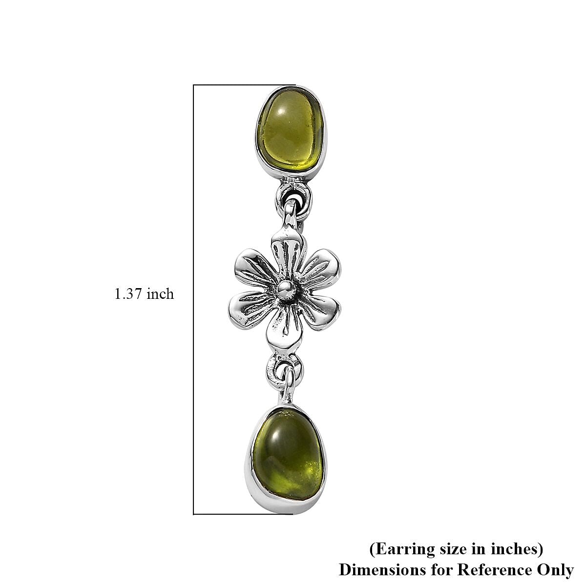 Artisan Crafted Italian Natural Vesuvianite Dangle Earrings in Sterling Silver 4.40 ctw