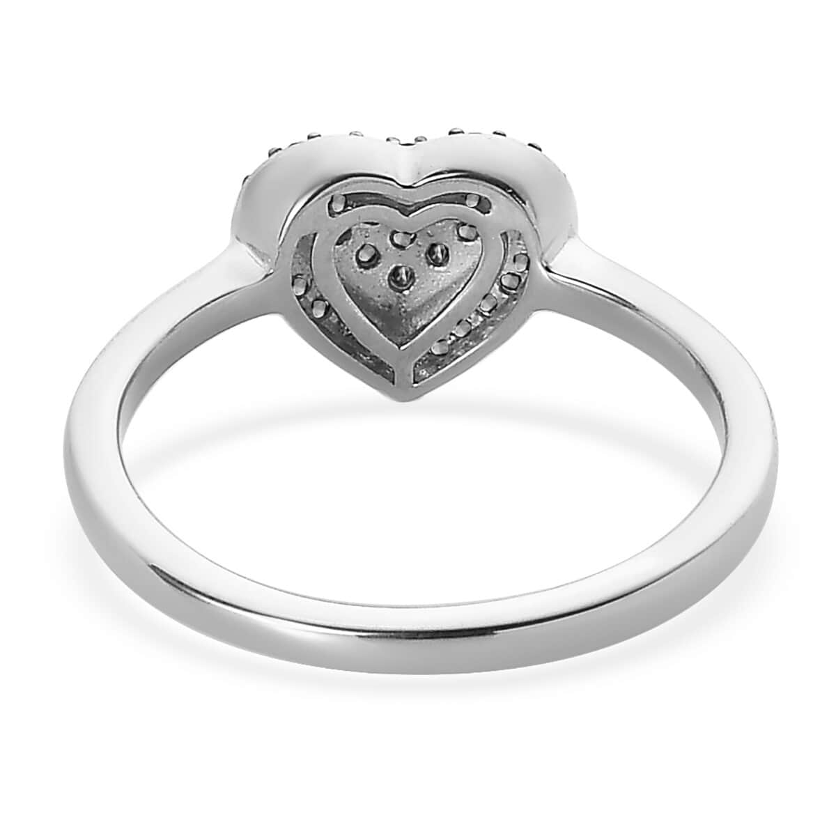 Blue Diamond Heart Ring in Rhodium and Platinum Over Sterling Silver (Size 10.0) 0.25 ctw image number 4