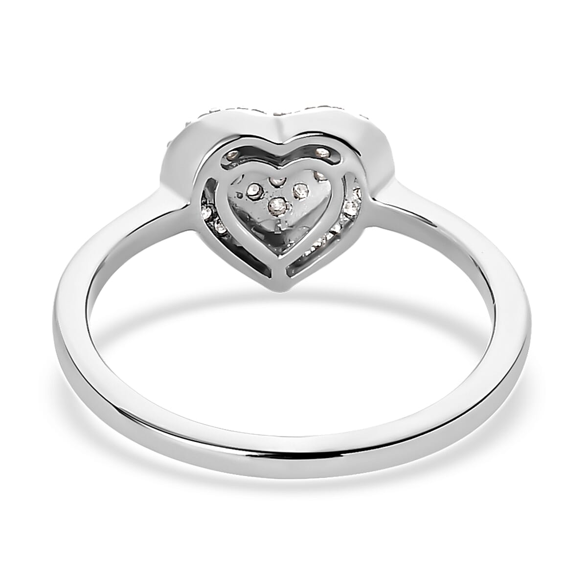 Diamond Heart Ring in Platinum Over Sterling Silver (Size 6.0) 0.25 ctw image number 4