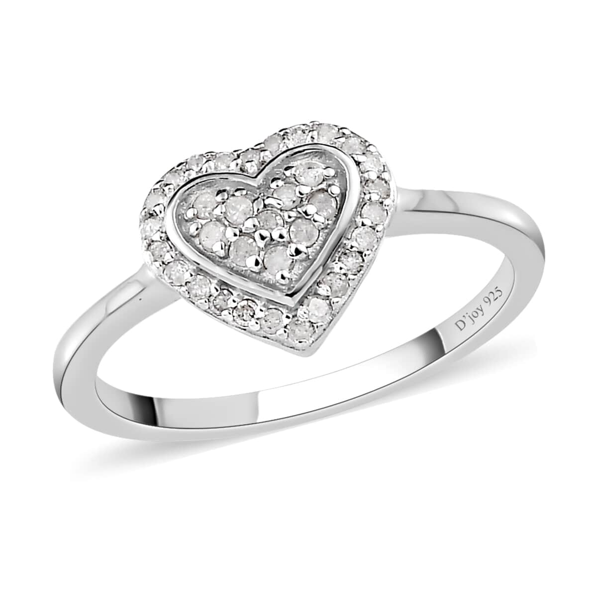 Diamond Heart Ring in Platinum Over Sterling Silver (Size 7.0) 0.25 ctw image number 0