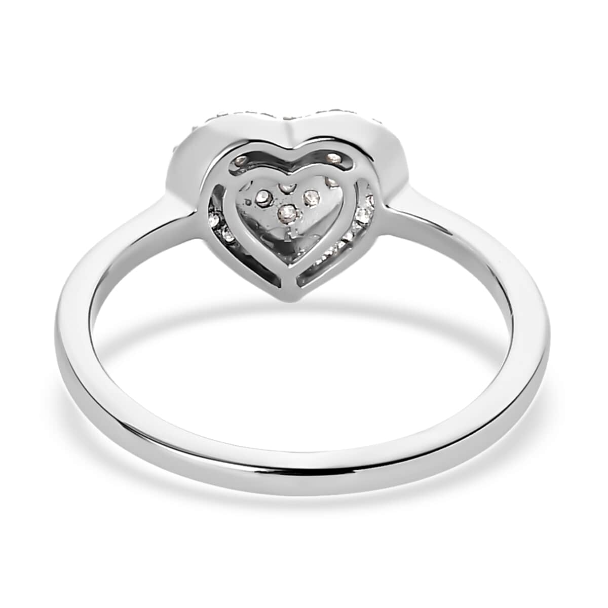 Diamond Heart Ring in Platinum Over Sterling Silver (Size 7.0) 0.25 ctw image number 4