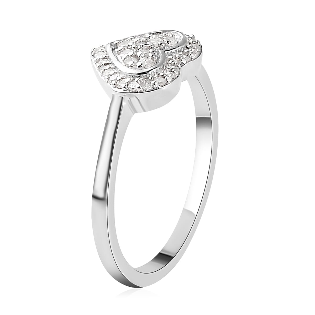 Diamond Heart Ring in Platinum Over Sterling Silver (Size 8.0) 0.25 ctw image number 3