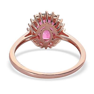 Brazilian Pink Petalite and White Zircon Sunburst Ring in Vermeil Rose Gold Over Sterling Silver (Size 10.0) 1.65 ctw
